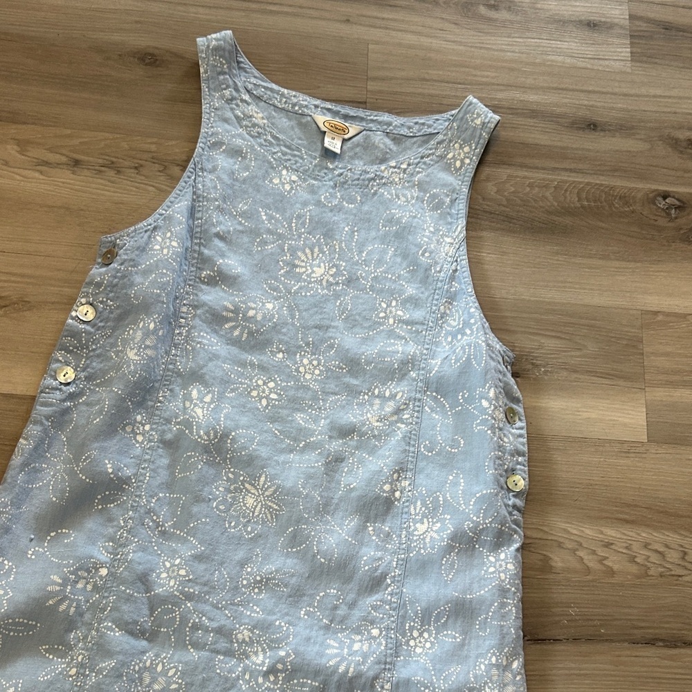 Talbots linen Sky Blue Floral Midi Dress